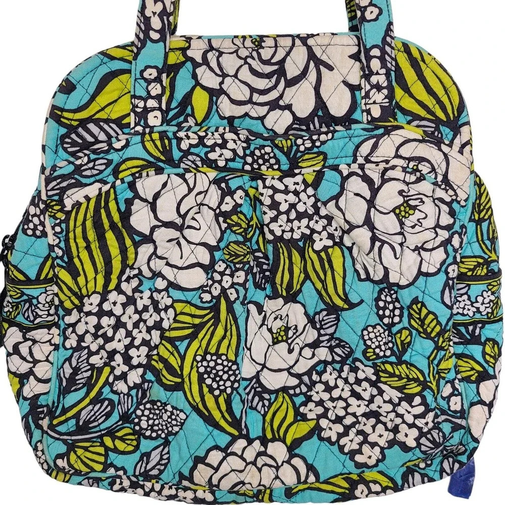 Vera Bradley Island Blooms‎ Quilted Purse Blue Floral Handbag Retired Pattern